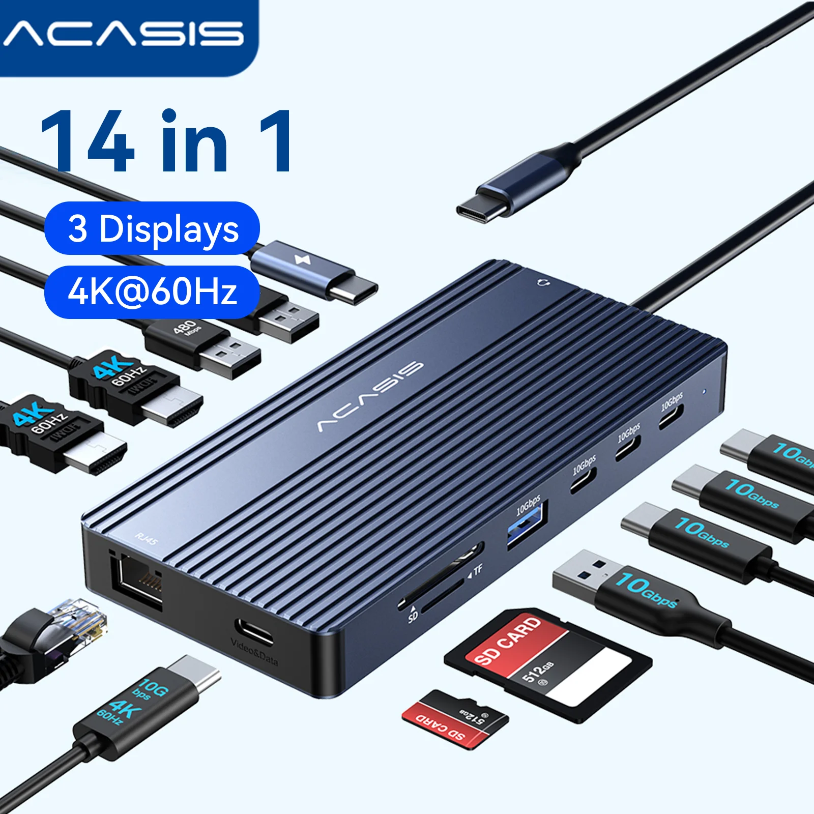 Desk Setup Mac - Station d'accueil USB-C Acasis 14-en-1 avec