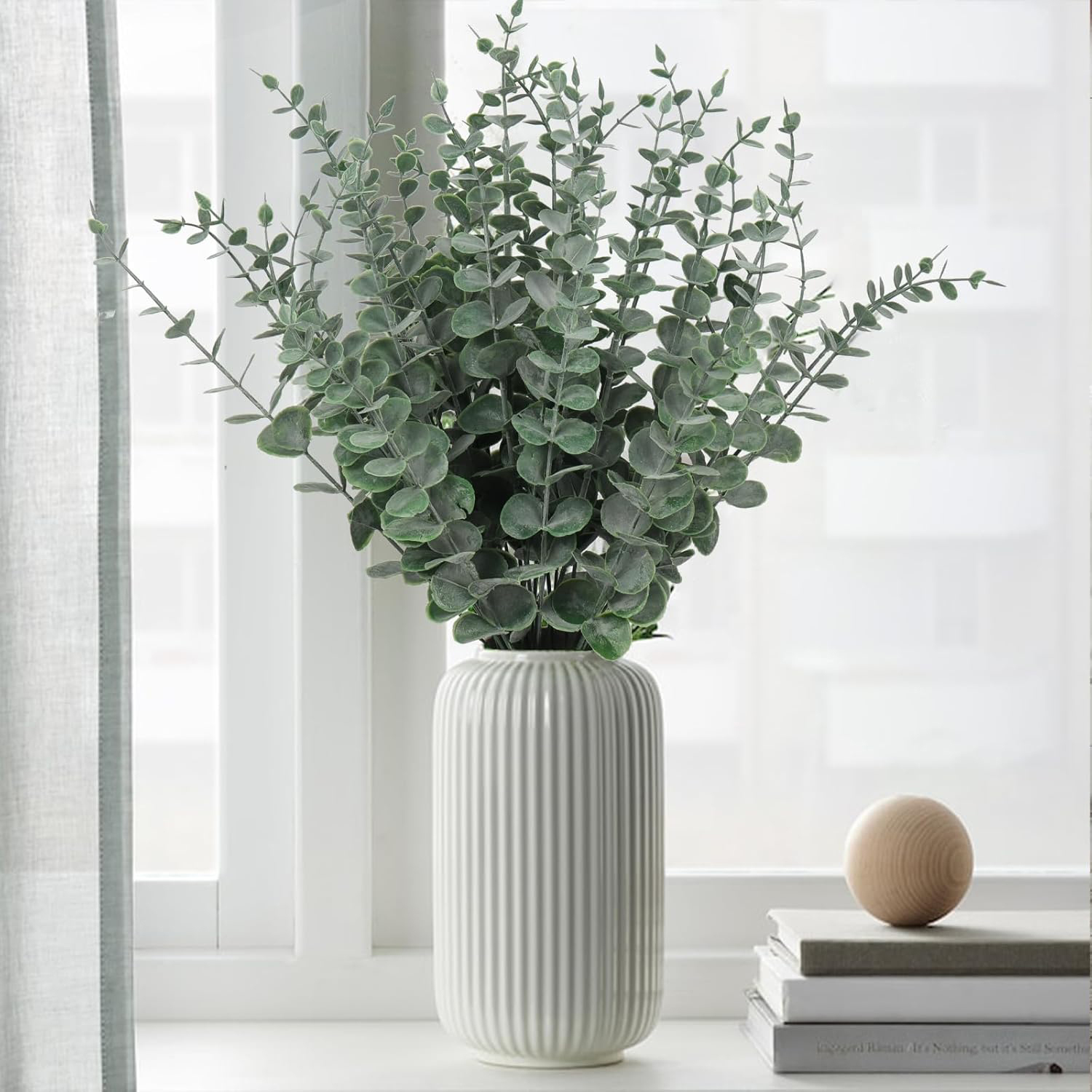 Desk Setup Plants - Plantes artificielles feuilles d'eucalyptus, fausses plantes,