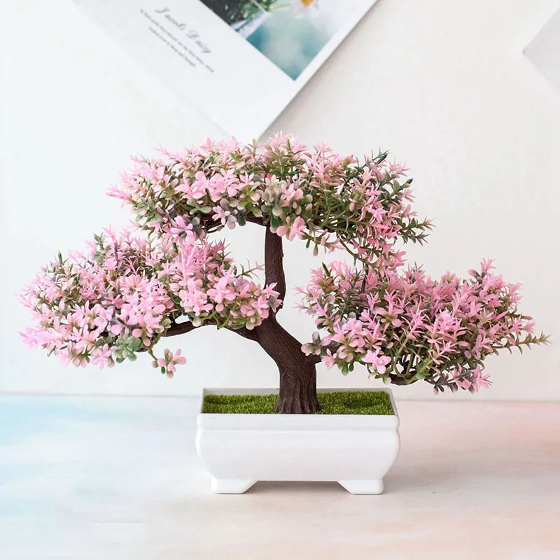 Desk Setup Plants - Plantes artificielles bonsaï, fausses fleurs, ornements