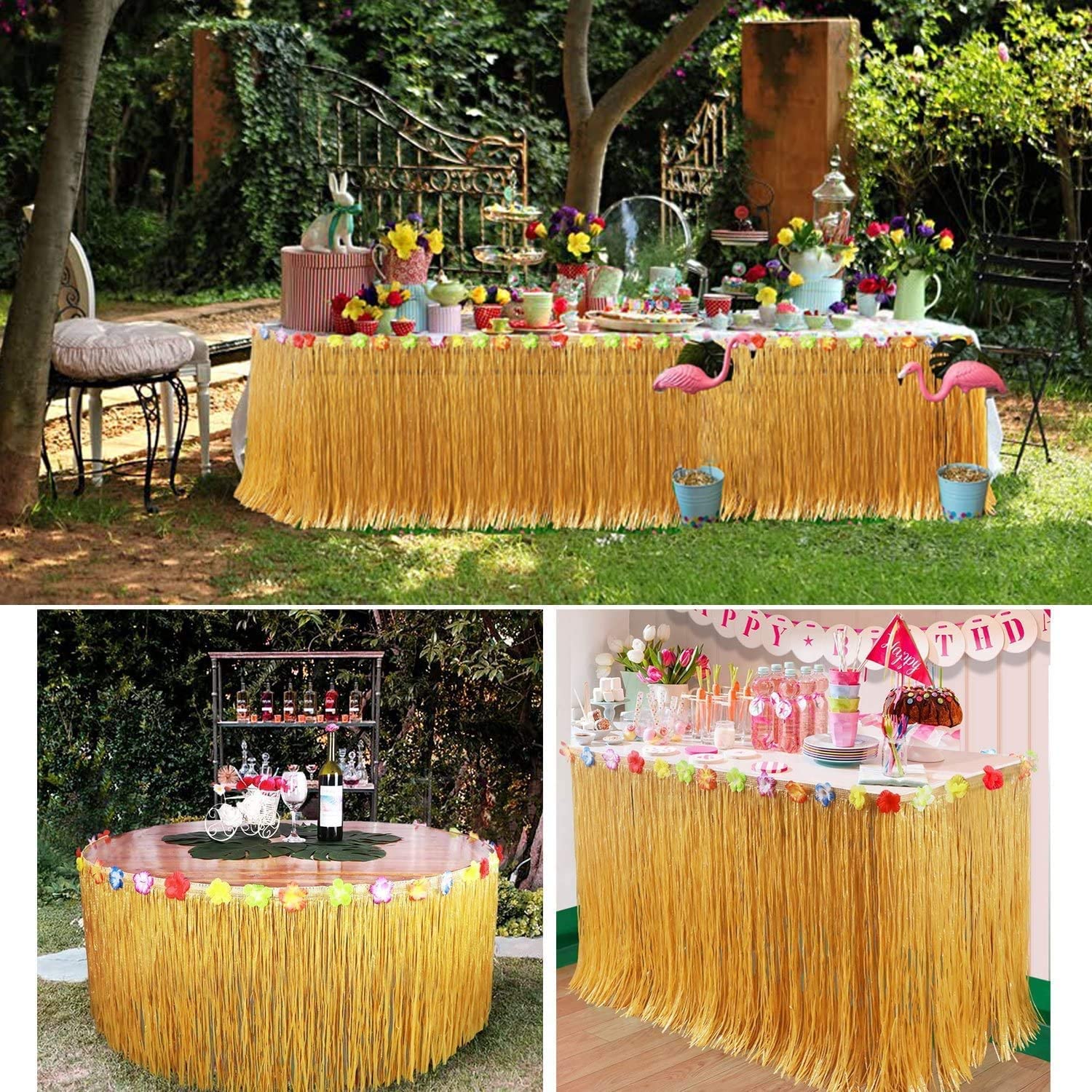 Jupe de Table en herbe Luau co - Desk Setup Plants avis et prix