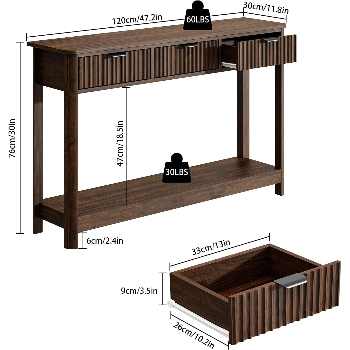 Table console en bois cannelé  - Desk Setup Minimalist avis et prix