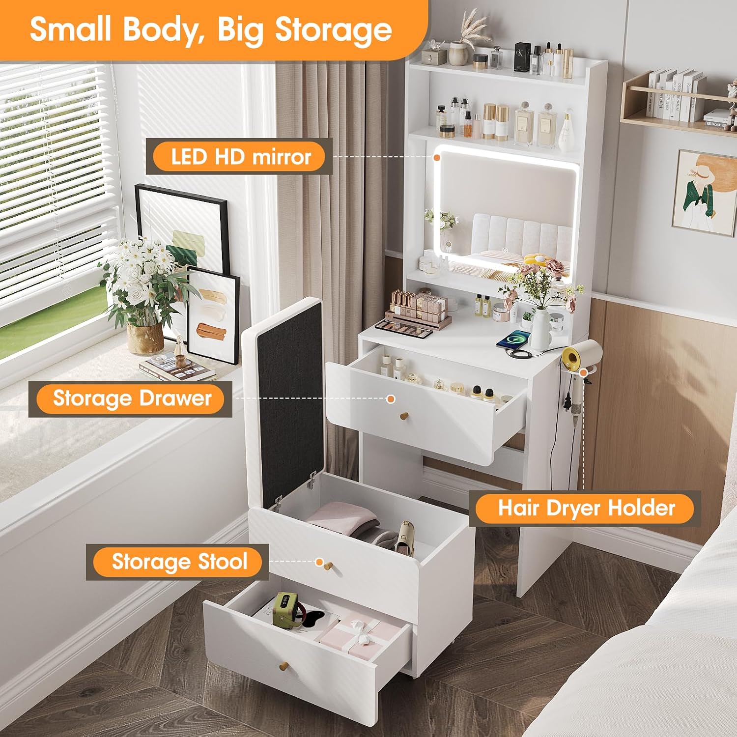 Coiffeuse avec miroir et éclai - Desk Setup Bedroom avis et prix